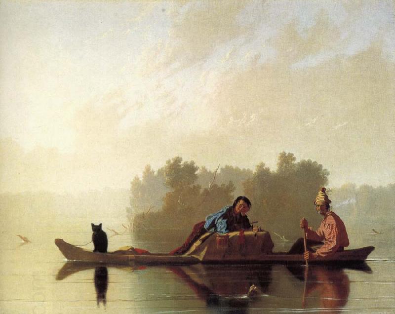 George Caleb Bingham Fur hand put on boots on the Missouri oil painting picture